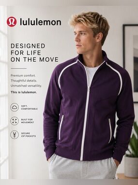 Men Lululemon Track Full Zip Jacket Size Large Eggplant Color